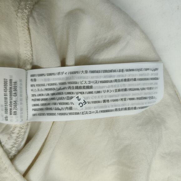 Abercrombie & Fitch Linen Blend Knotted Front Flutter Sleeve Mini Dress Medium - Picture 12 of 16